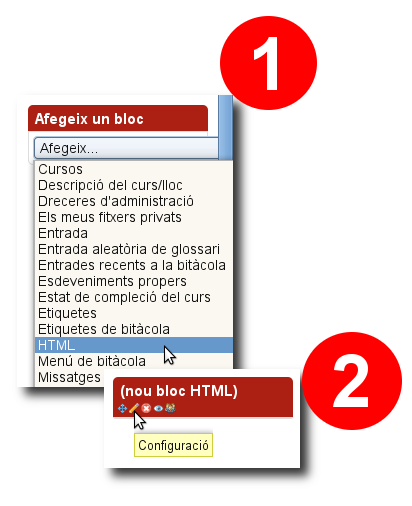 Afegeix i configura el bloc HTML