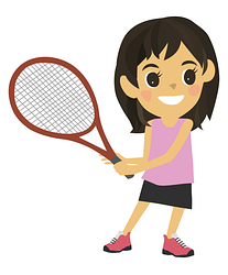 Nena practicant amb raqueta de tennis