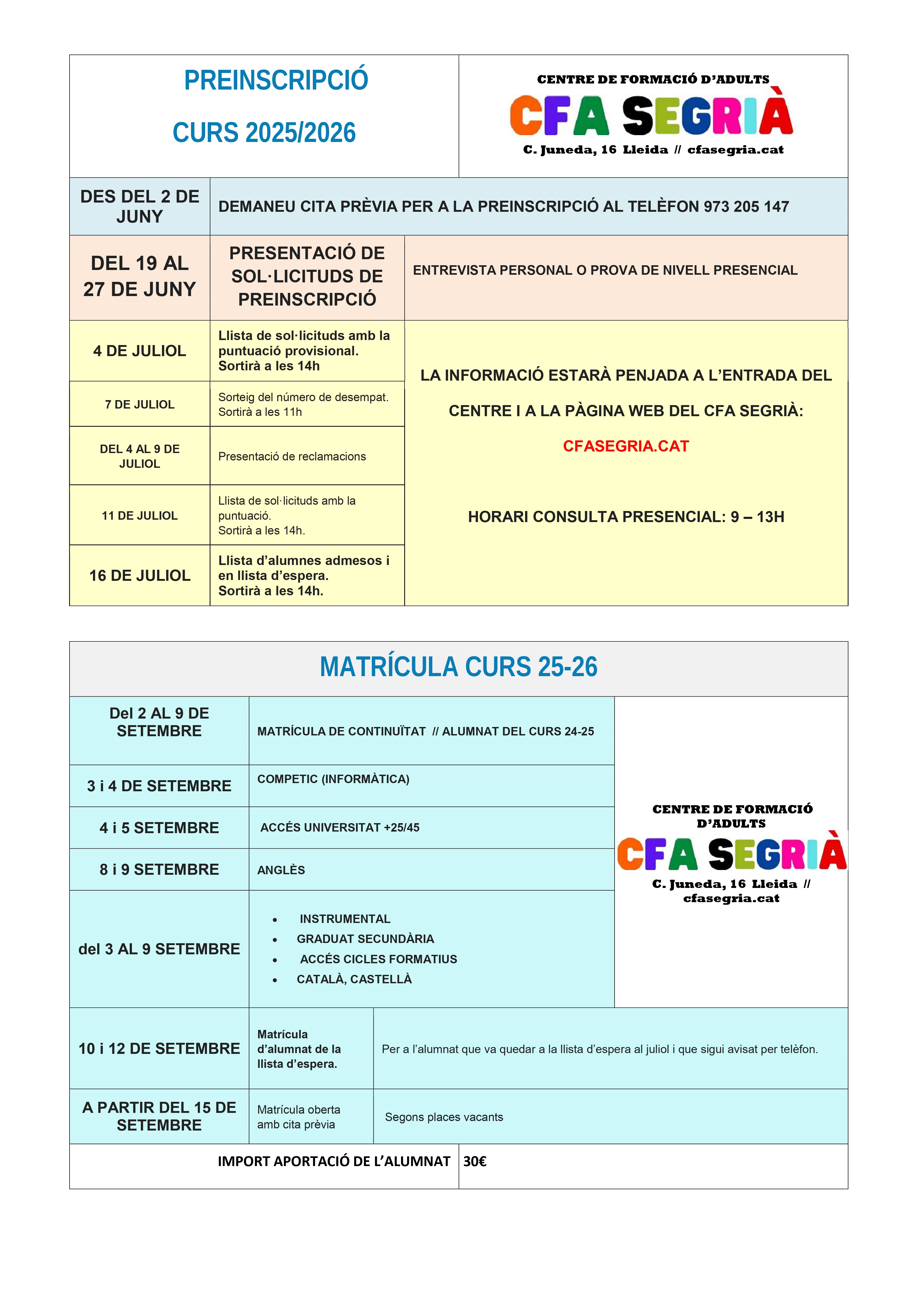 calendari matrícula curs 25-26