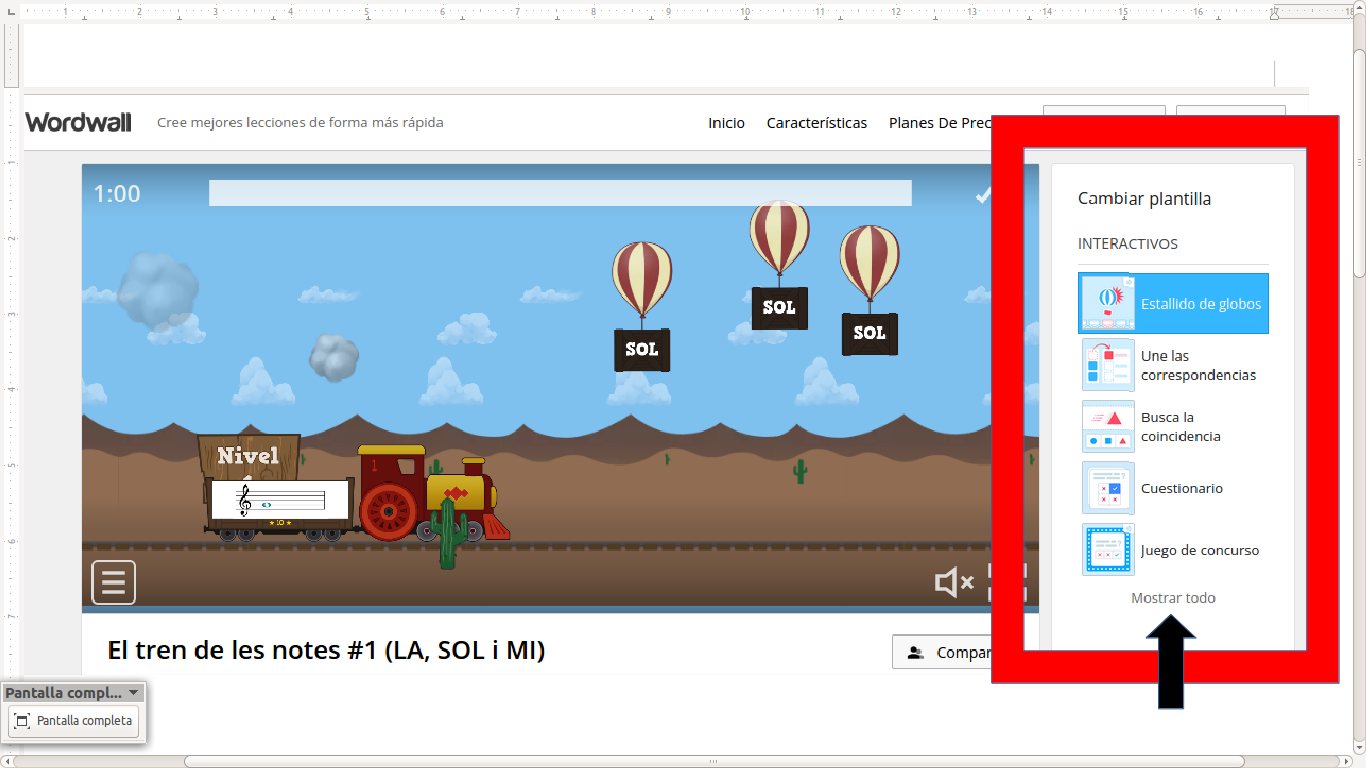 Com canviar la plantilla del joc.
