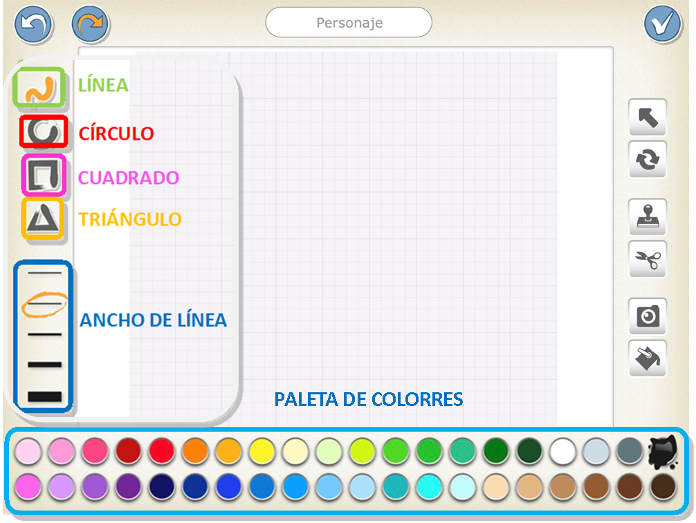 Herramientas del editor de pintura de Scratch Jr