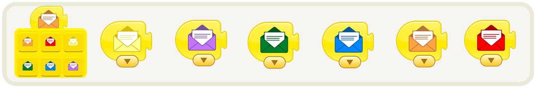 Diferentes opciones de comenzar con  mensaje de Scratch Jr