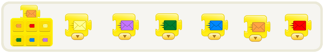 Diferentes opciones de enviar  mensaje de Scratch Jr