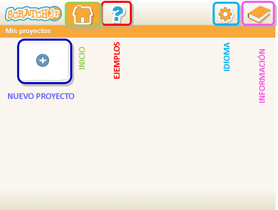 Página de inicio  de Scratch Jr