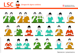 Imatges amb les salutacions en llengua de signes català.