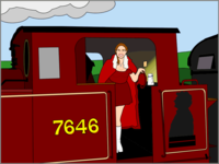 Locomotora a vapor en formato de imagen vectorial, originalmente en formato Windows Metafile (convertido a PNG.) Se puede comprobar que a la imagen le falta realismo fotográfico en comparación con su equivalente en formato matricial o rasterizado.