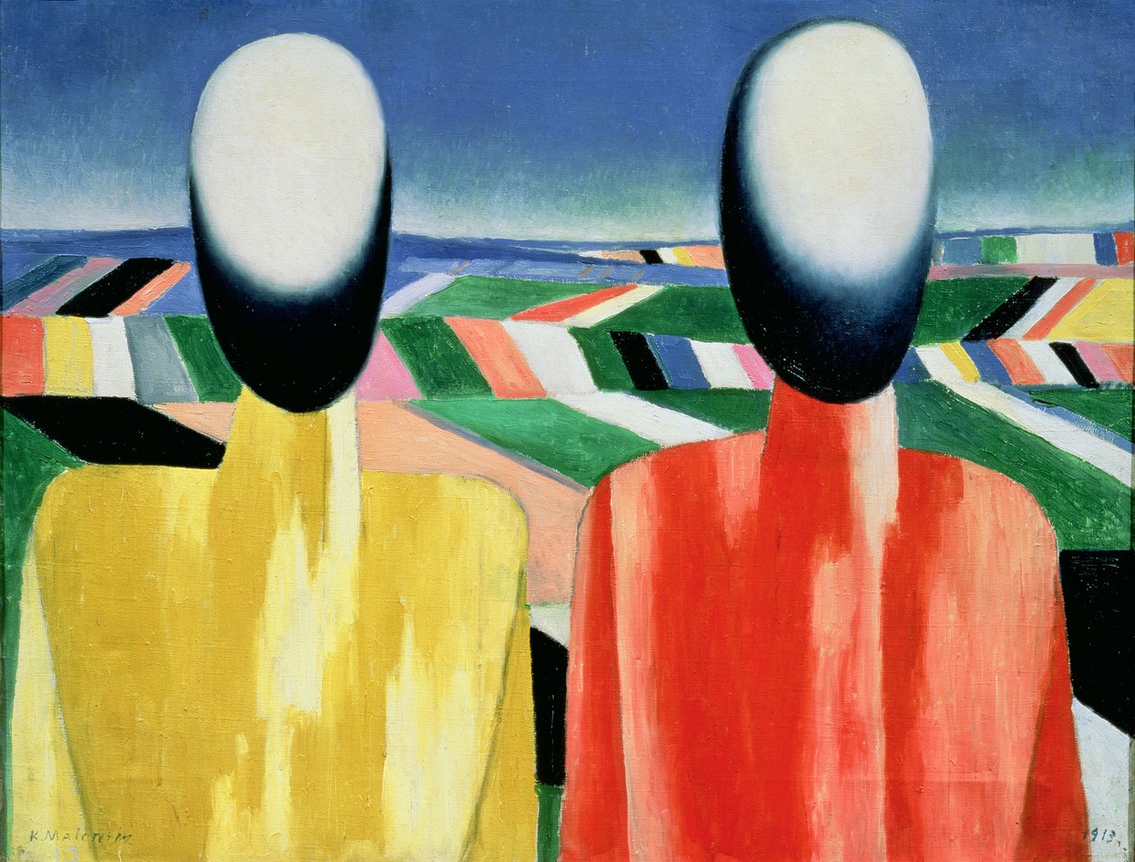 “Dos Pagesos” de Kazimir Malevich (1930). Oli sobre llenç.
