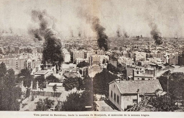 Vista de Barcelona durant els aldarulls de la Setmana Tràgica